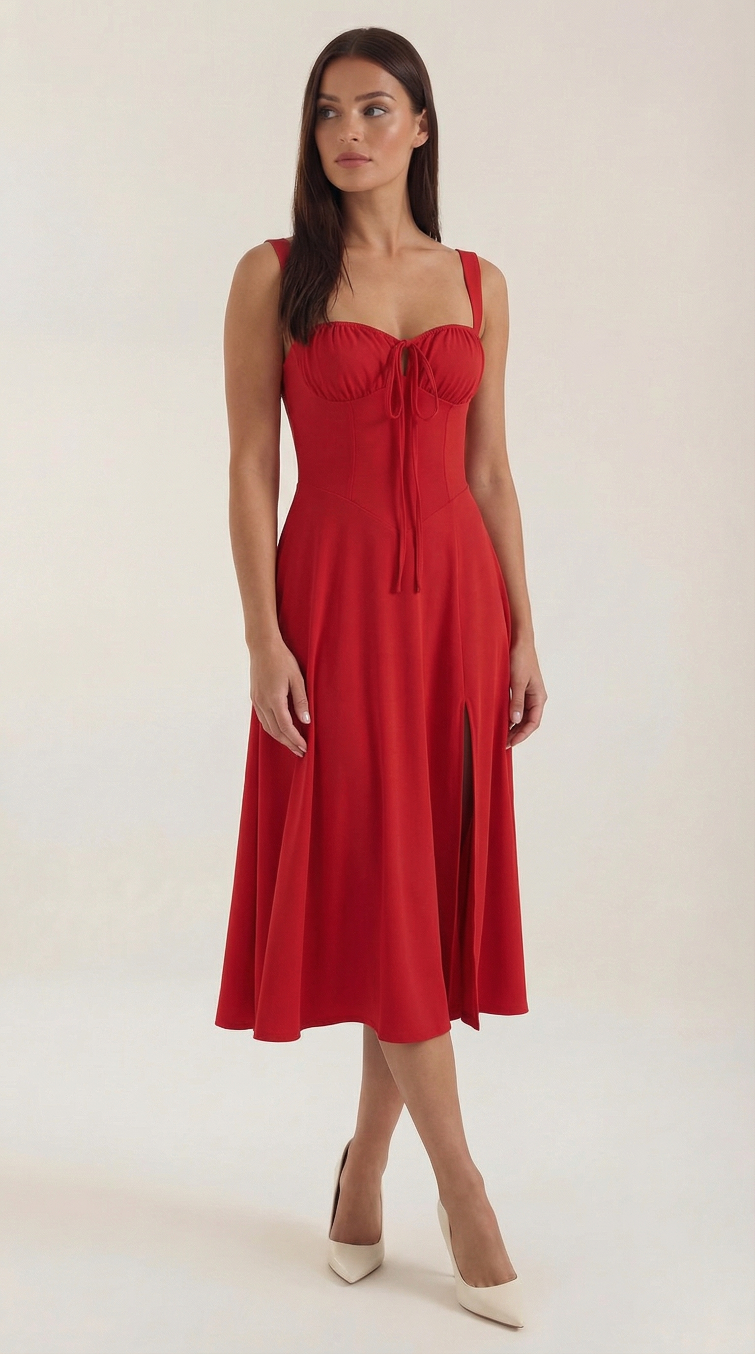 Jade Midi Dress | Feminine A-Line with Corset Detail - 11