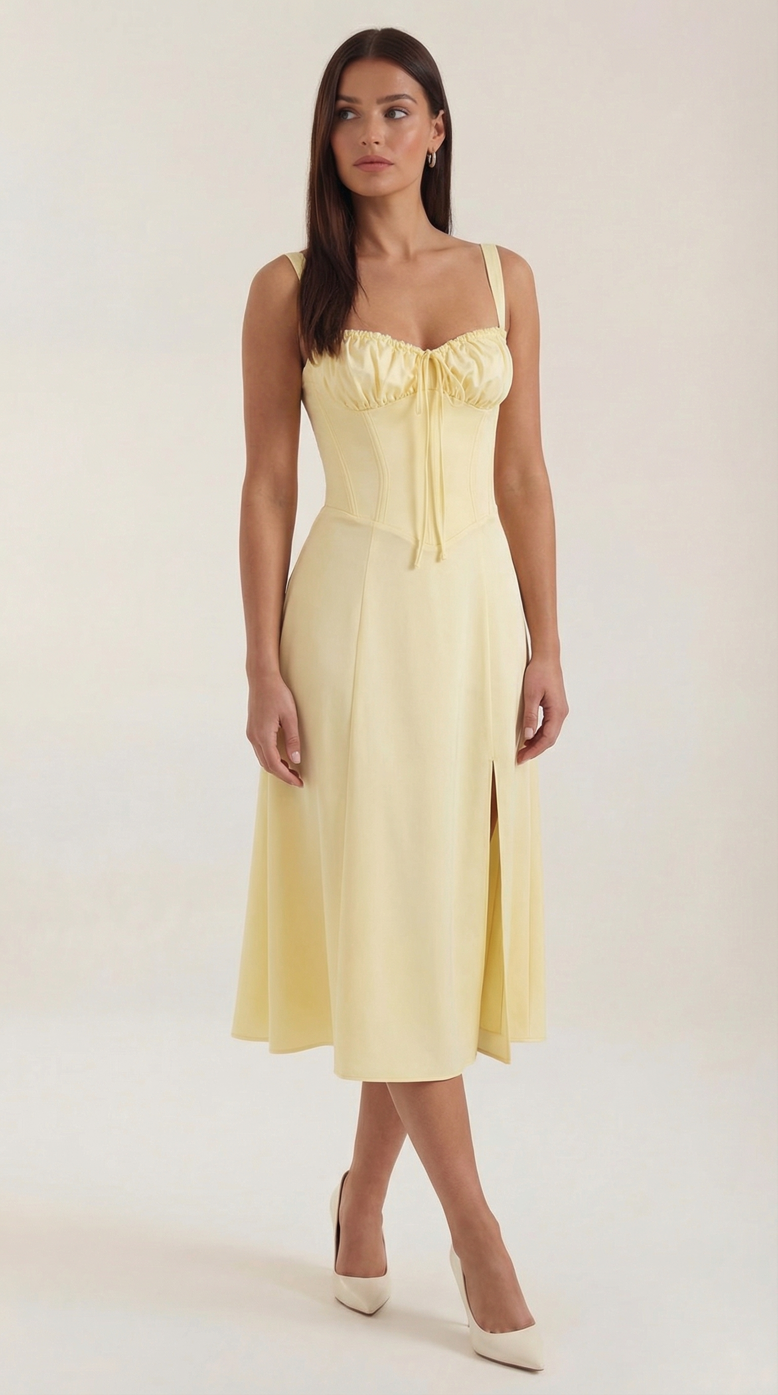 Jade Midi Dress | Feminine A-Line with Corset Detail - 12
