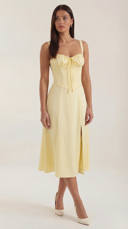 Jade Midi Dress | Feminine A-Line with Corset Detail - 12
