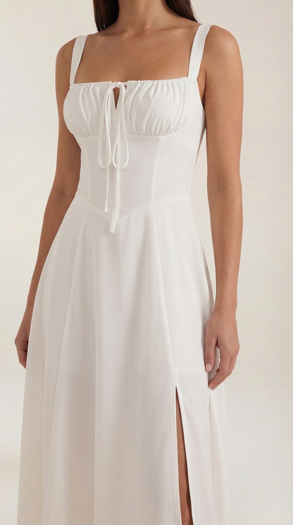 Jade Midi Dress | Feminine A-Line with Corset Detail - 3