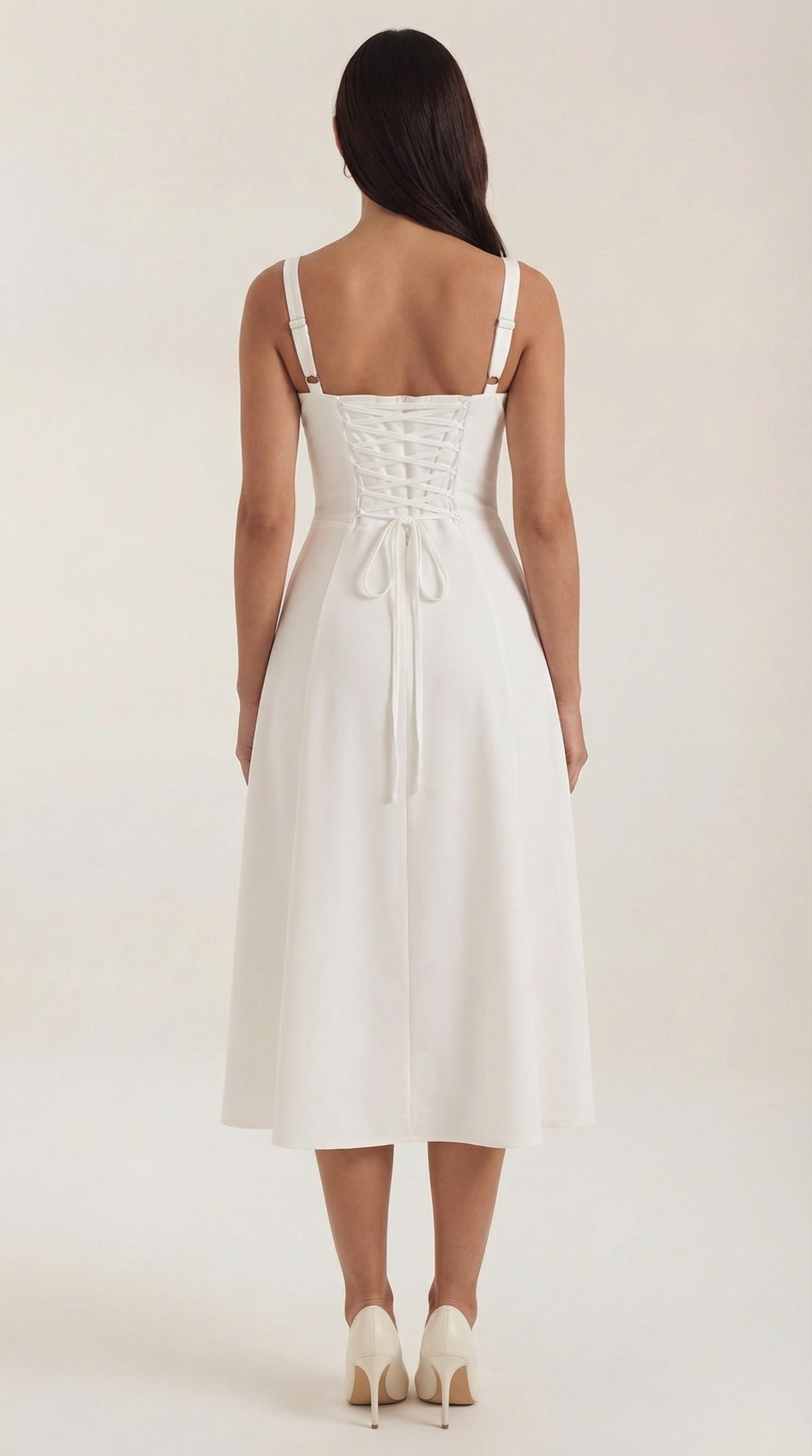 Jade Midi Dress | Feminine A-Line with Corset Detail - 4