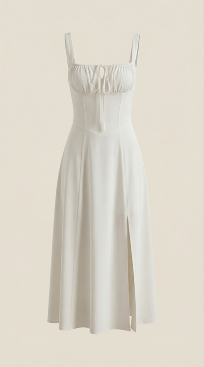 Jade Midi Dress | Feminine A-Line with Corset Detail - 5
