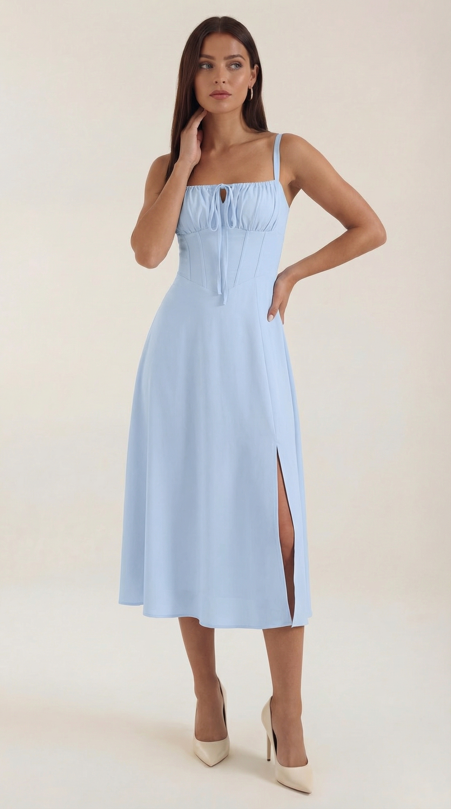 Jade Midi Dress | Feminine A-Line with Corset Detail - 6