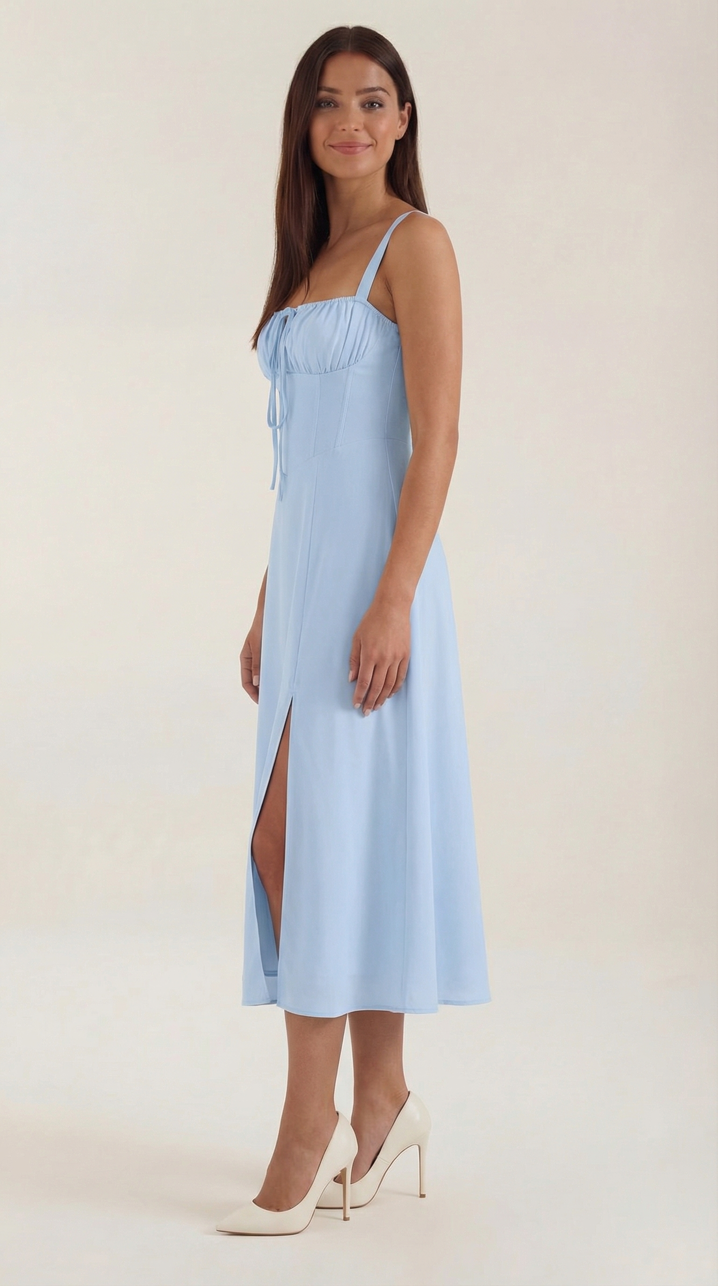 Jade Midi Dress | Feminine A-Line with Corset Detail - 7