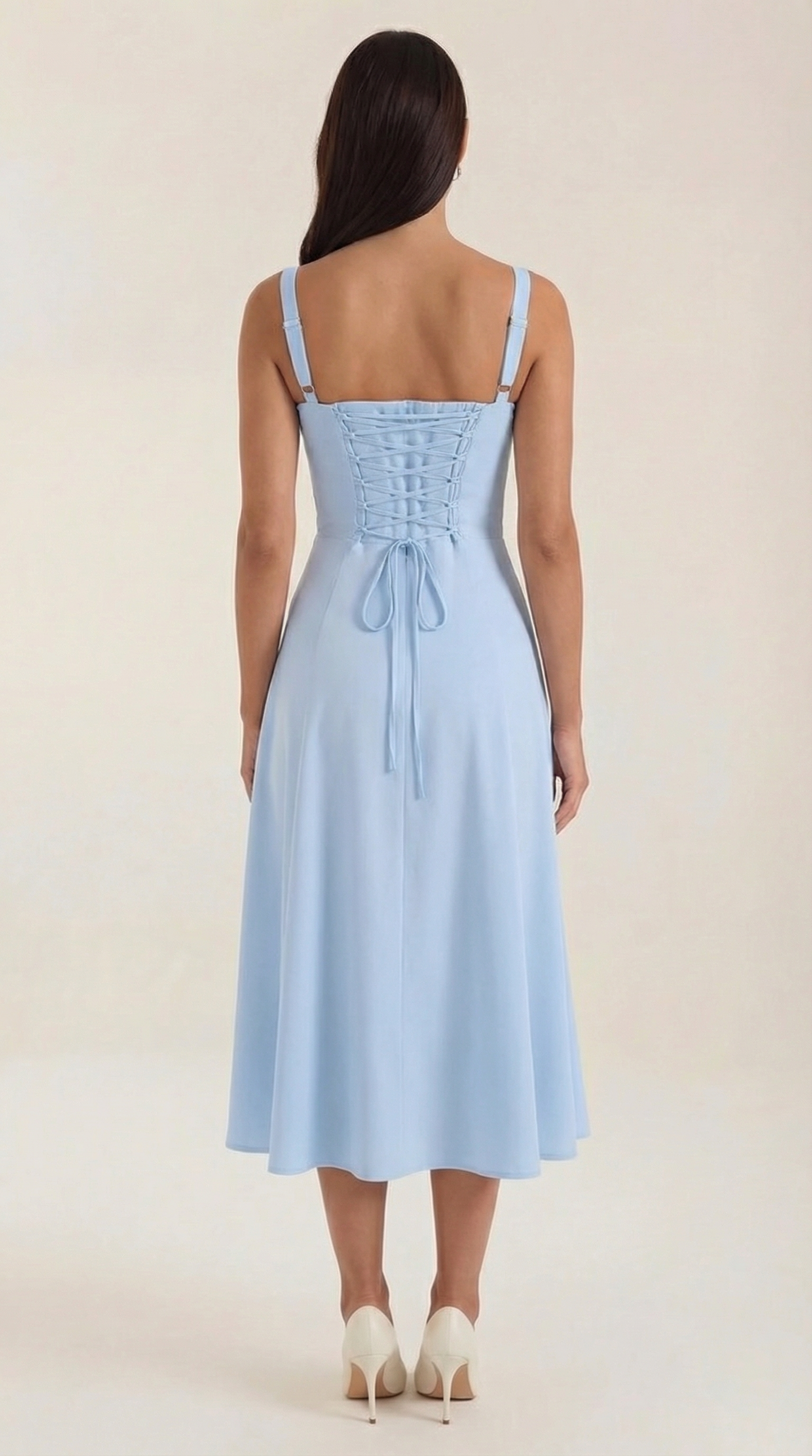Jade Midi Dress | Feminine A-Line with Corset Detail - 9