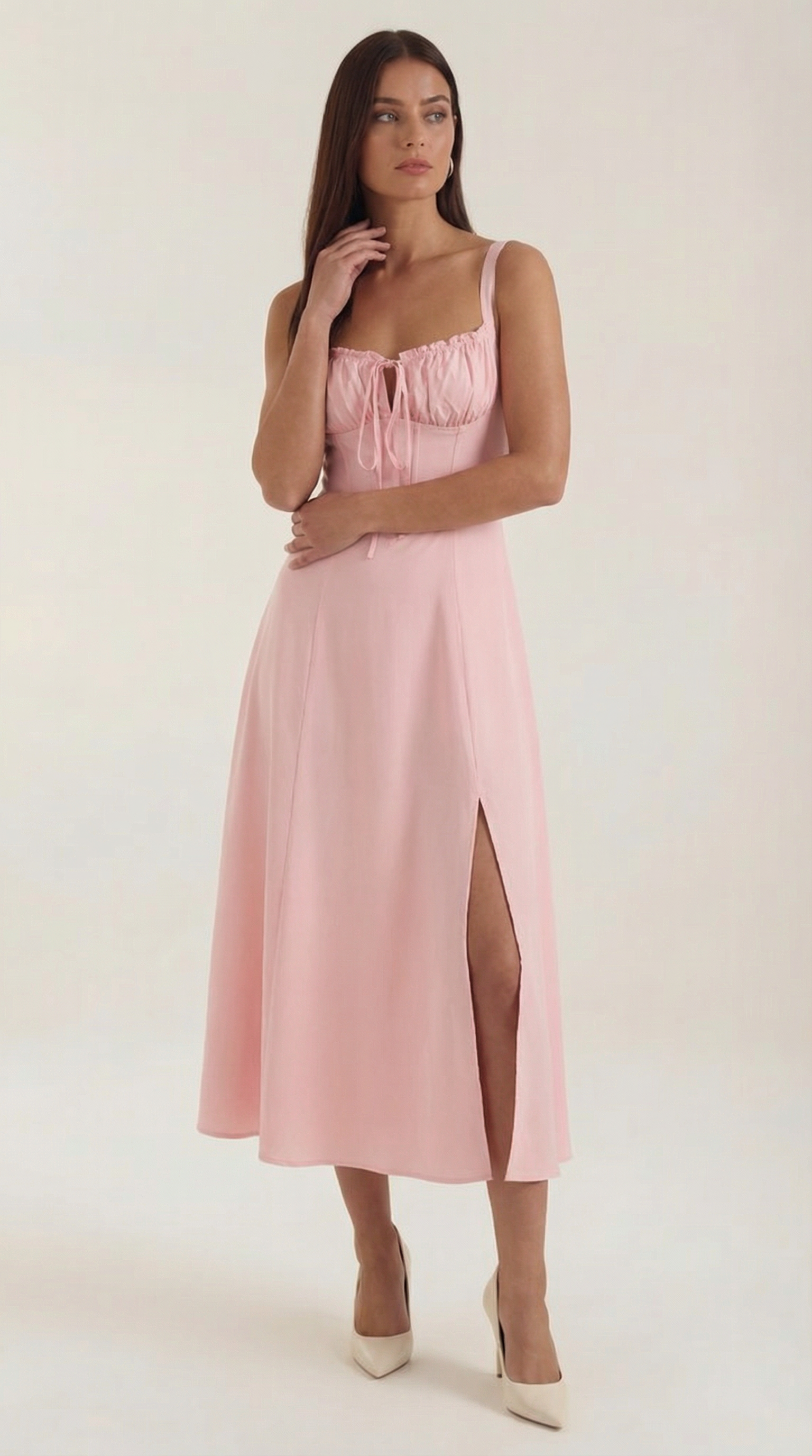 Jade Midi Dress | Feminine A-Line with Corset Detail - 10