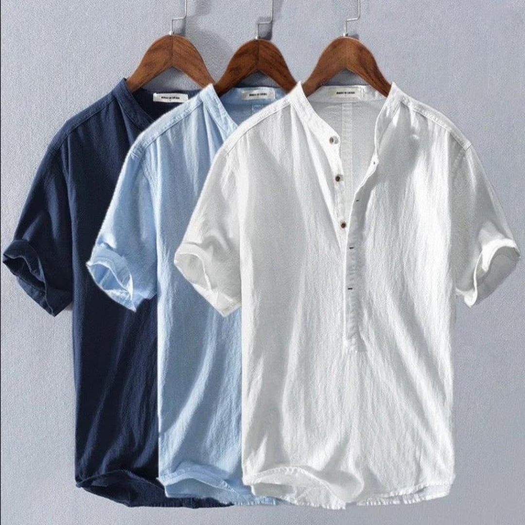 Jules Amalfi | Men's Elegant Short Sleeve Henley Shirt - 2