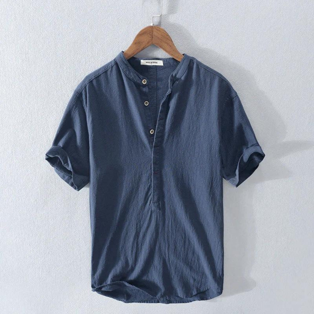 Jules Amalfi | Men's Elegant Short Sleeve Henley Shirt - 3