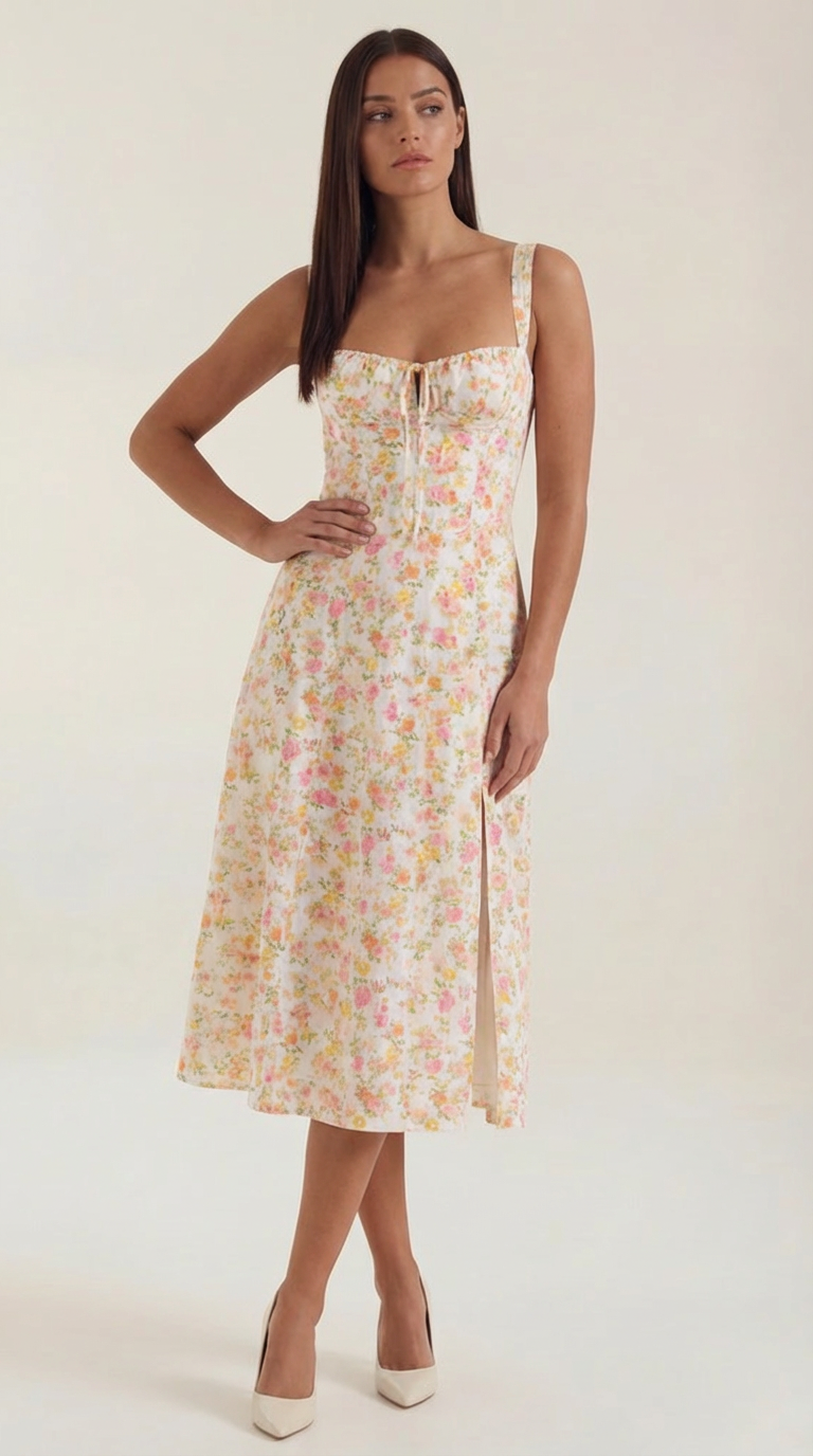 Julia Midi Dress | Floral Wedding Guest Summer Dress for Women - 11