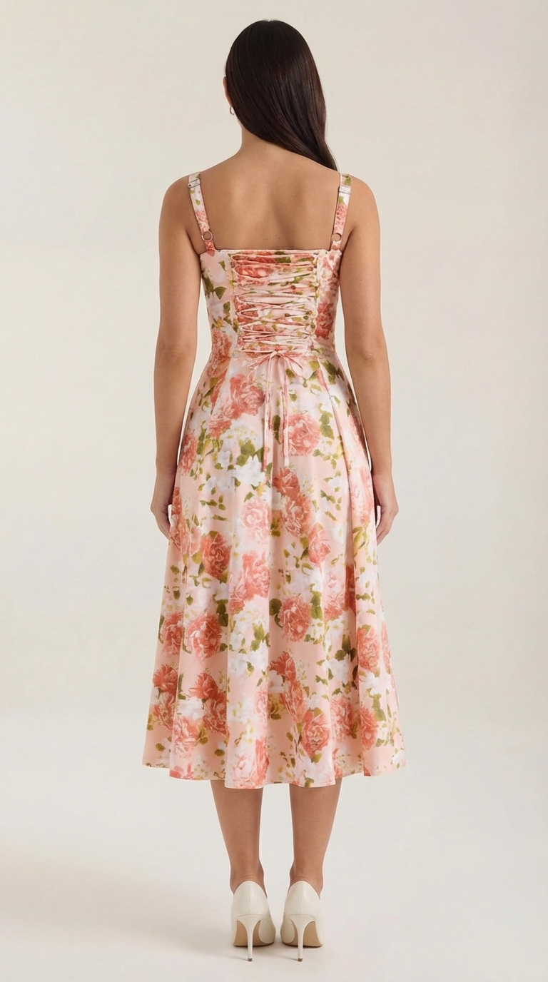 Julia Midi Dress | Floral Wedding Guest Summer Dress for Women - 4