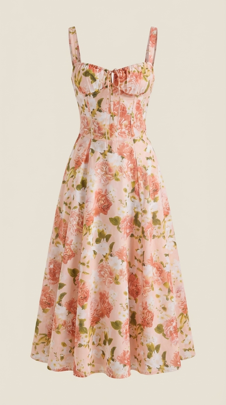 Julia Midi Dress | Floral Wedding Guest Summer Dress for Women - 5
