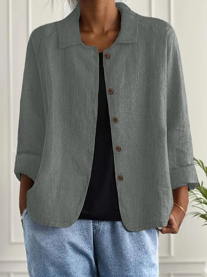 Long Women's Cardigan | Elegant Shirt-Style Knit Jacket - 3