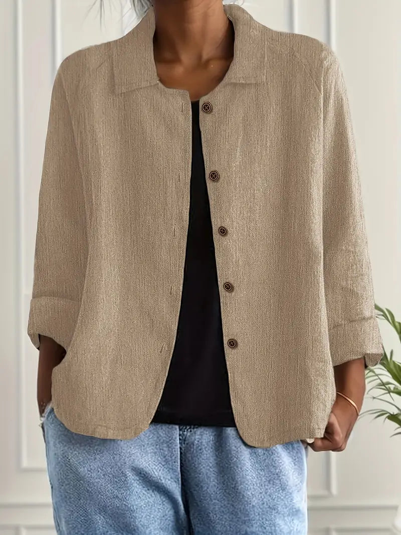 Long Women's Cardigan | Elegant Shirt-Style Knit Jacket - 5