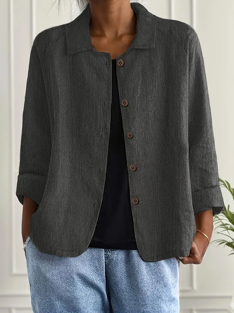 Long Women's Cardigan | Elegant Shirt-Style Knit Jacket - 10
