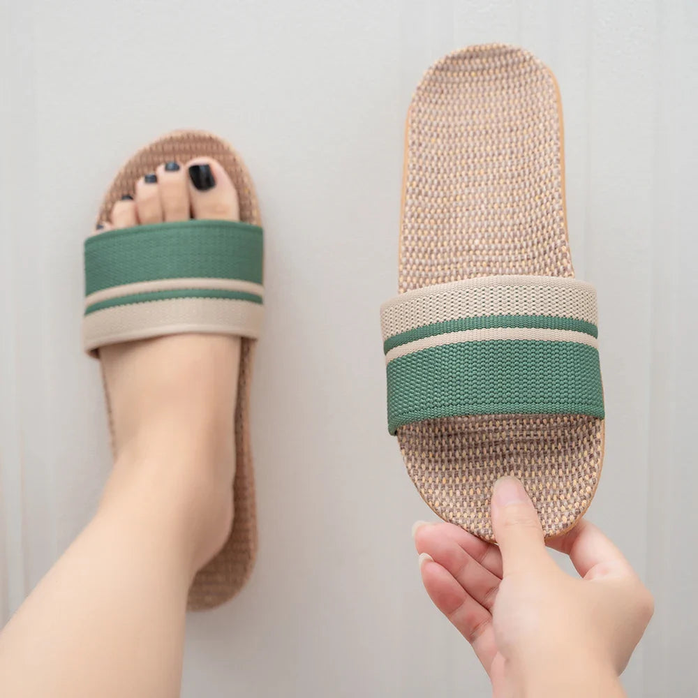 Lightweight Linen Slippers | Women's Non-Slip Indoor Footwear - 2