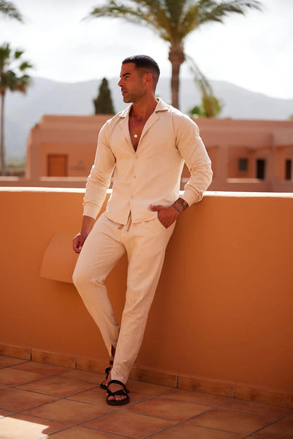 Men's Linen Lounge Set | Breathable Men's Loungewear - 1