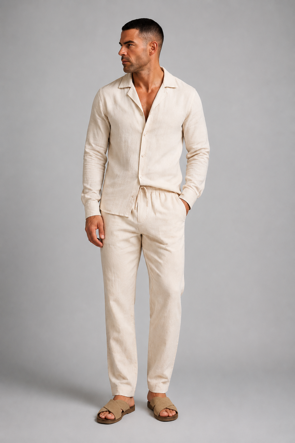 Men's Linen Lounge Set | Breathable Men's Loungewear - 2