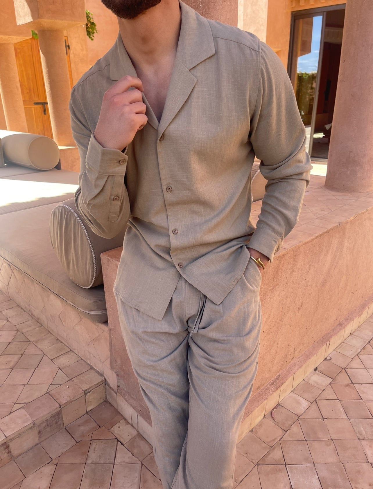 Men's Linen Lounge Set | Breathable Men's Loungewear - 7