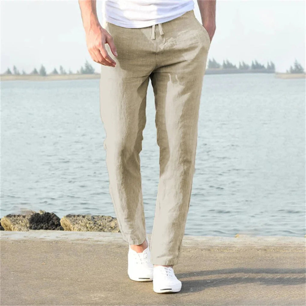 Men's Linen Blend Pants | Summer Casual Trousers - 2
