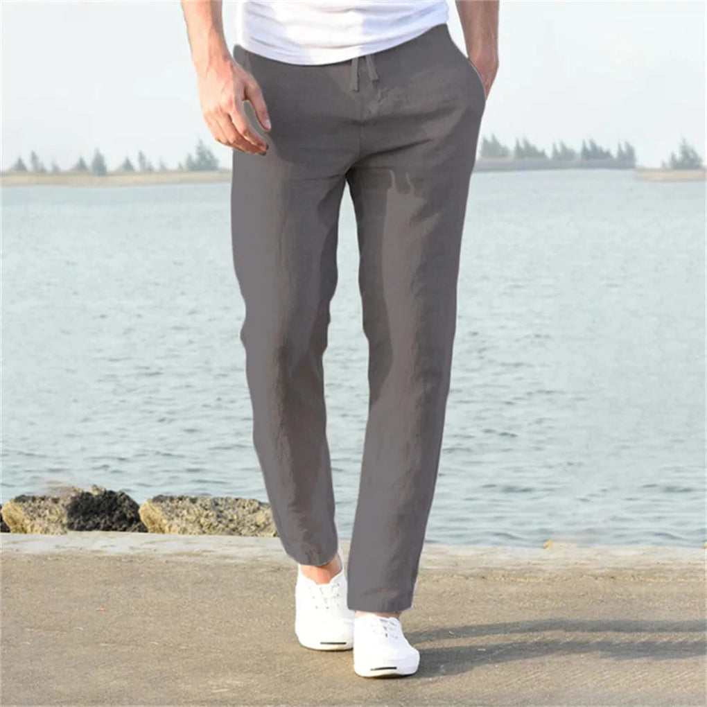 Men's Linen Blend Pants | Summer Casual Trousers - 5