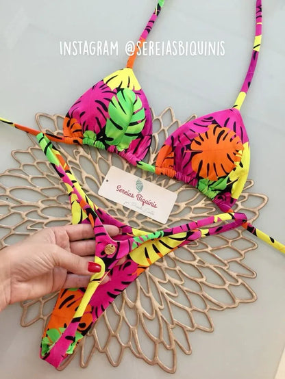 Leopard Print Thong Bikini Set | Women's Swimwear - 19
