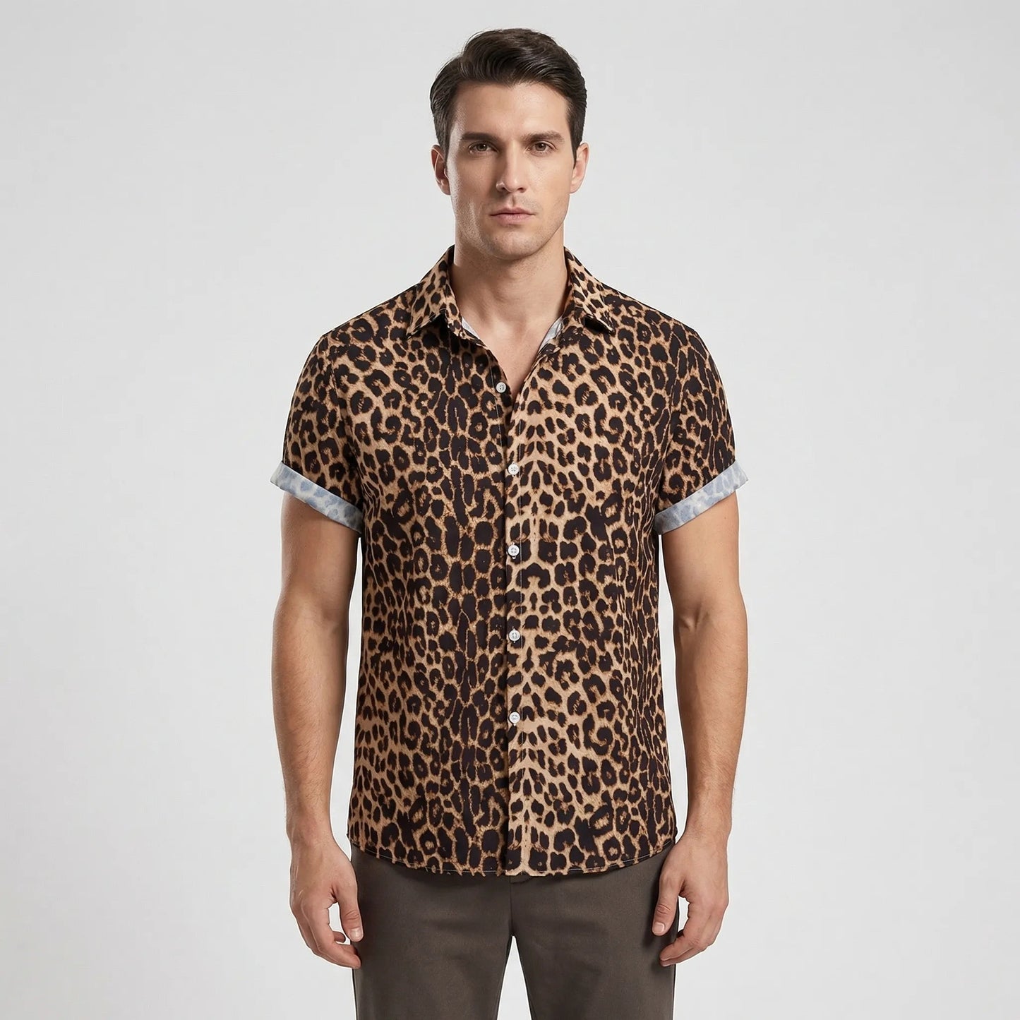 Leoprino | Men's Short Sleeve Leopard Print T-Shirt - 11