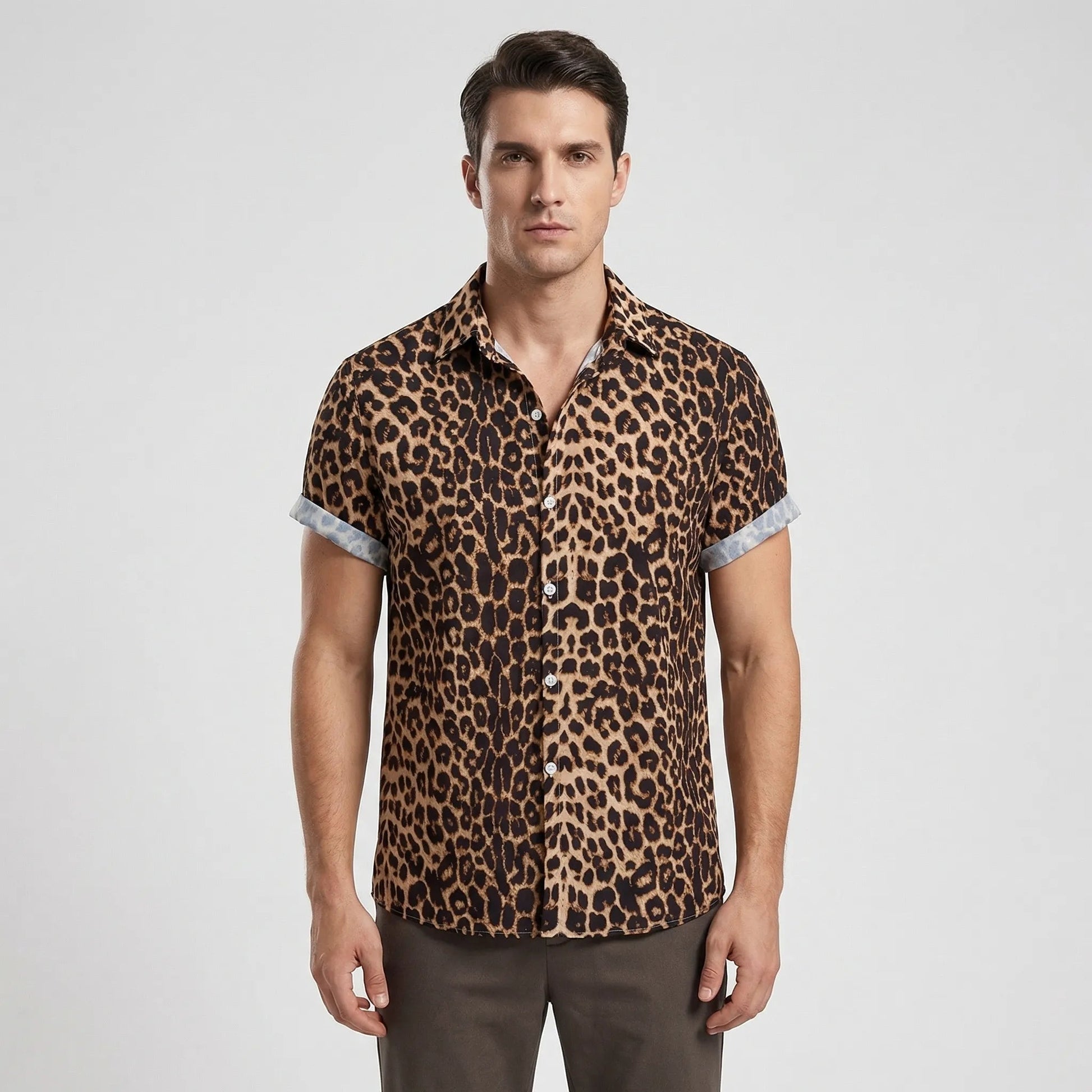 Leoprino | Men's Short Sleeve Leopard Print T-Shirt - 11