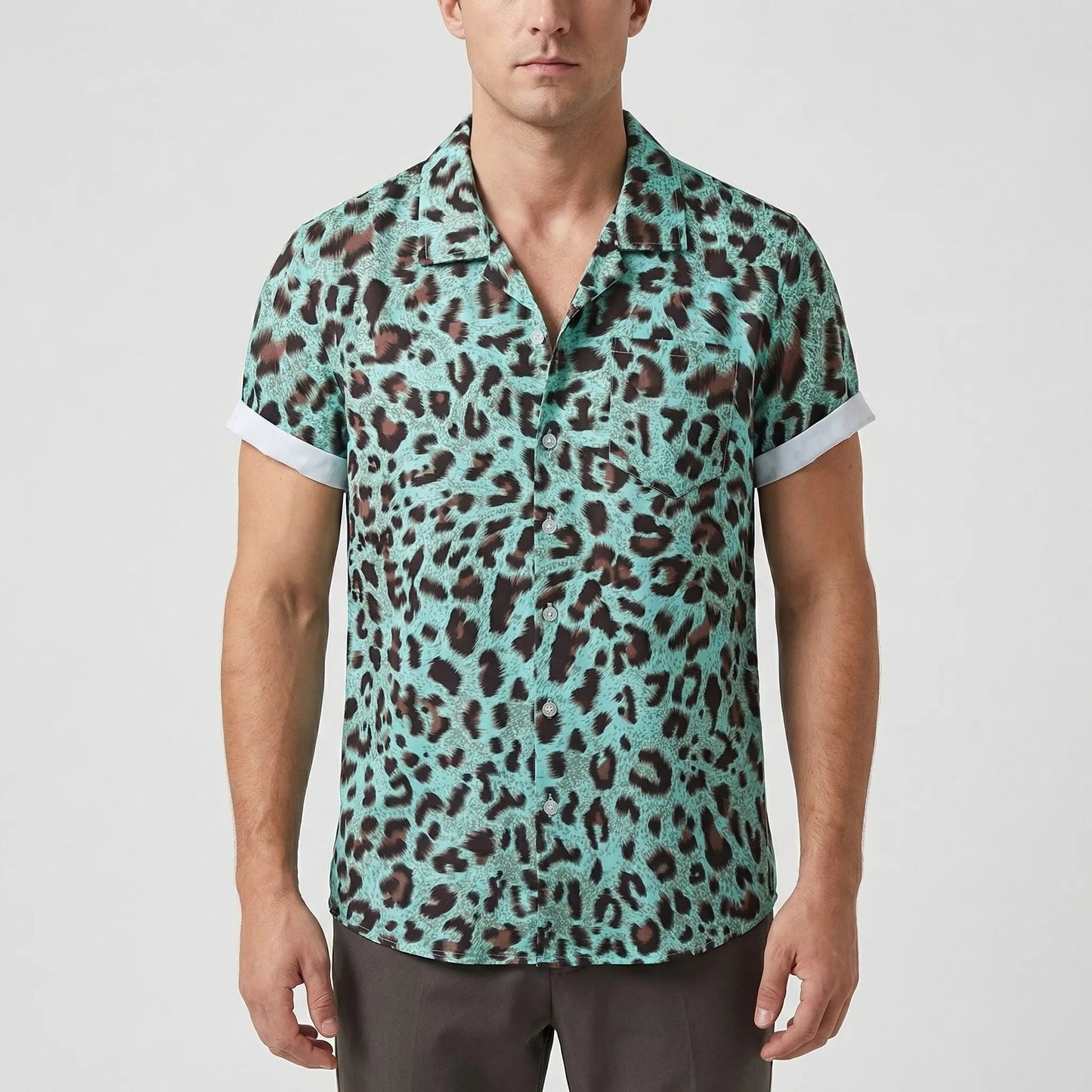 Leoprino | Men's Short Sleeve Leopard Print T-Shirt - 10