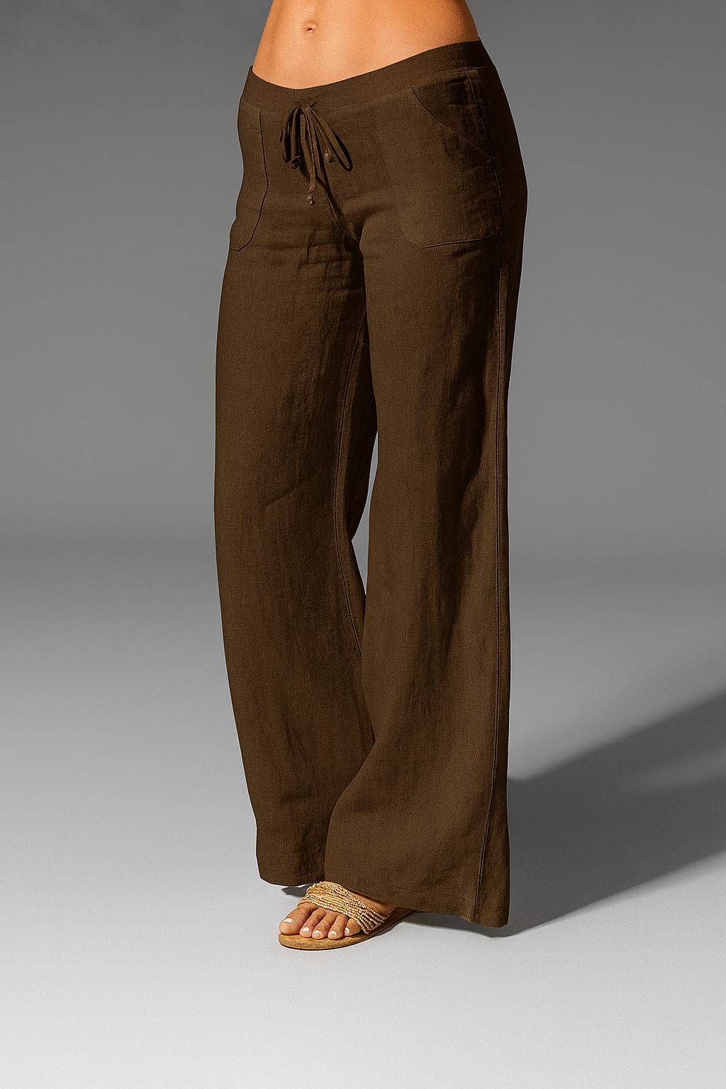 White Linen Wide Leg Pants for Women | Summer Casual Trousers - 4