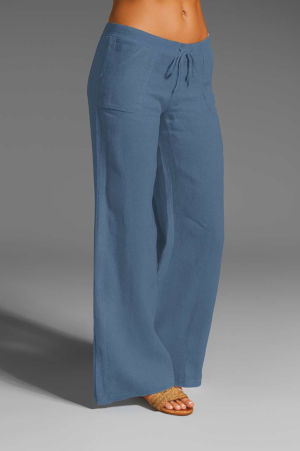 White Linen Wide Leg Pants for Women | Summer Casual Trousers - 5