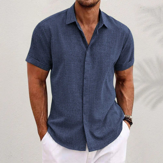 Men's Linen Shirt | Short Sleeve Casual Top - 1