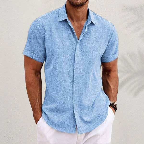 Men's Linen Shirt | Short Sleeve Casual Top - 2