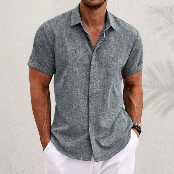 Men's Linen Shirt | Short Sleeve Casual Top - 3