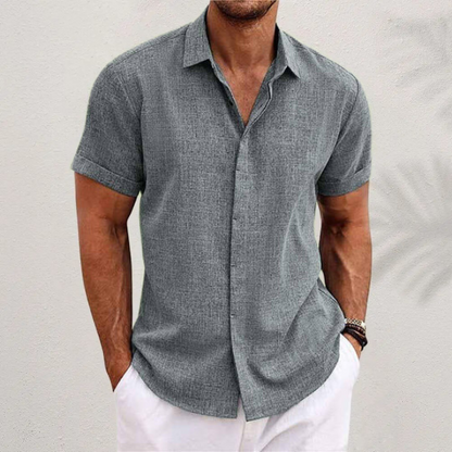 Men's Linen Shirt | Short Sleeve Casual Top - 3