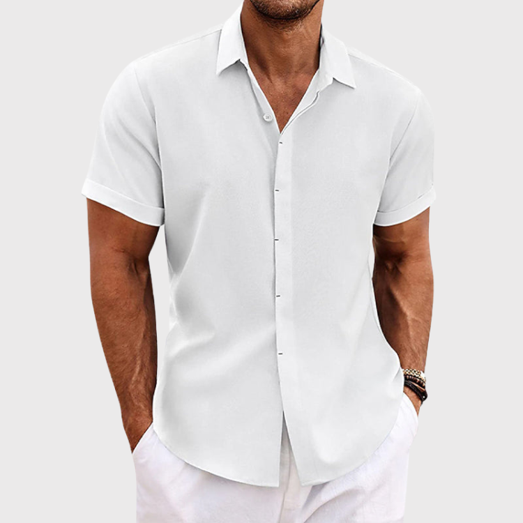 Men's Linen Shirt | Short Sleeve Casual Top - 4