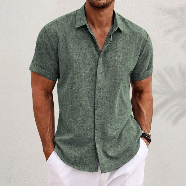 Men's Linen Shirt | Short Sleeve Casual Top - 7