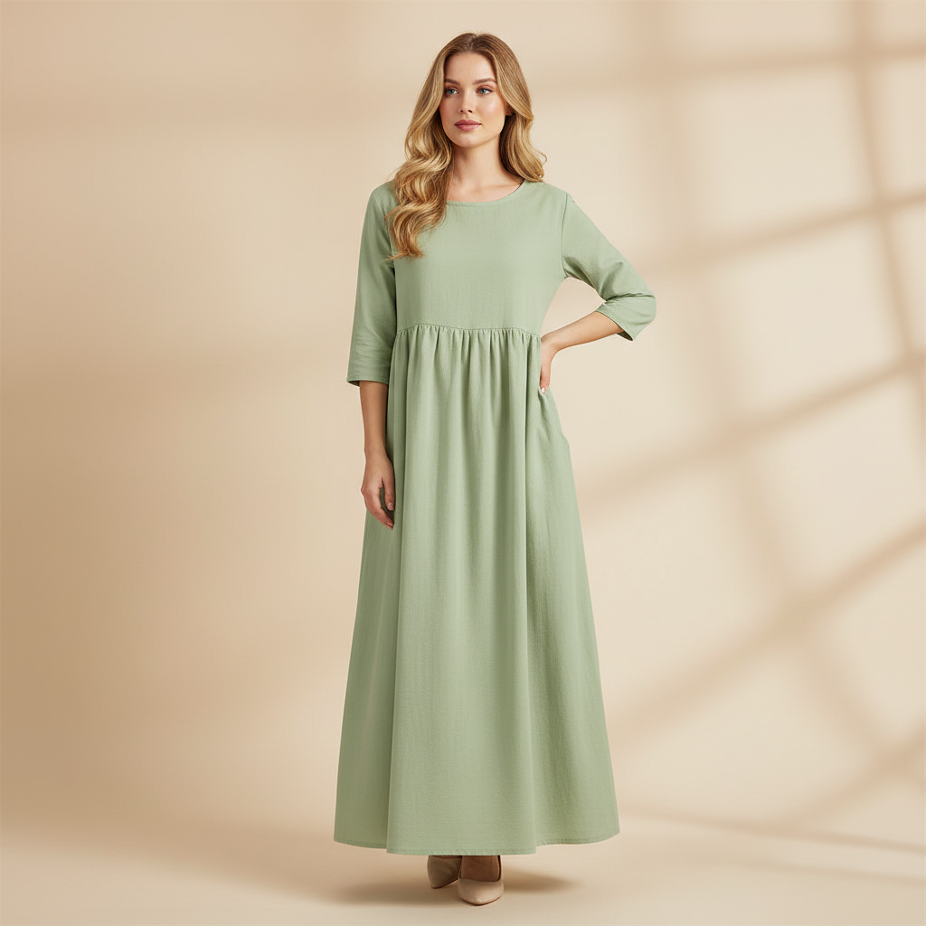 Women's Midi Dress with Pockets | Lightweight Summer Dress - 2
