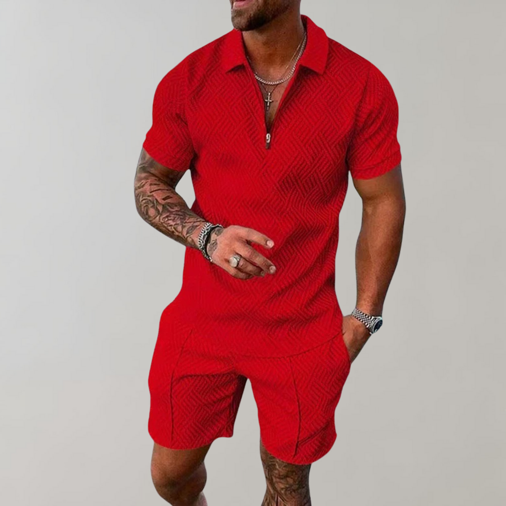 Men's Summer Set | Short Sleeve Polo Shirt & Shorts Outfit - 5