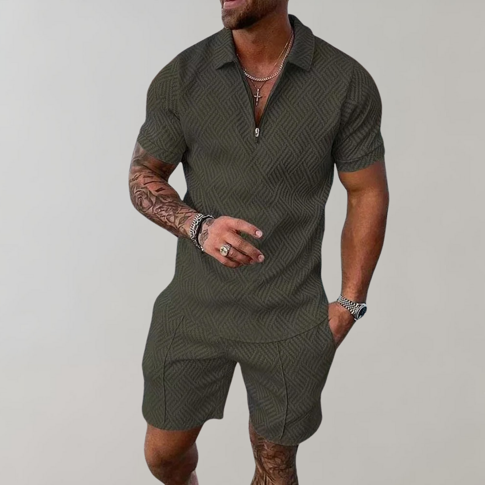 Men's Summer Set | Short Sleeve Polo Shirt & Shorts Outfit - 7