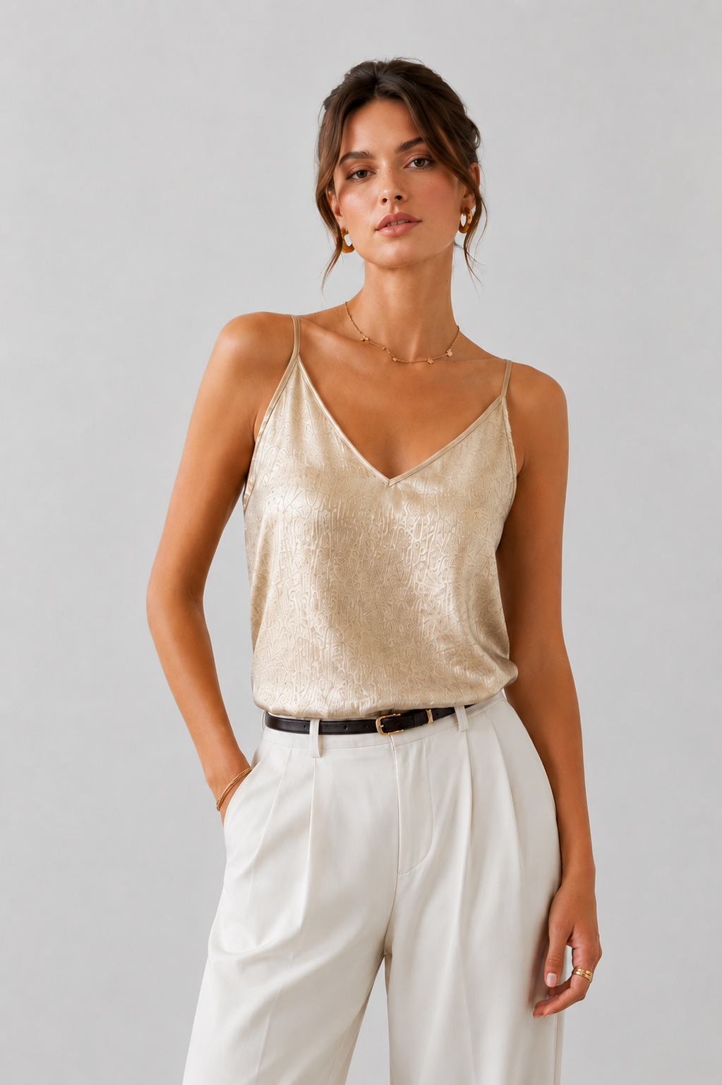 Metallic V-Neck Cami Top | Women's Tank Top - 2