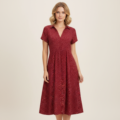 Midi Shirt Dress Women | Elegant Short Sleeve Dress - 1