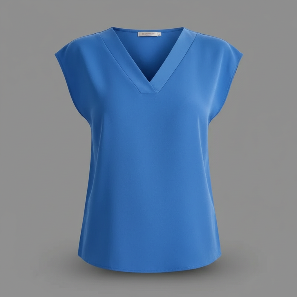Women's Summer Blouse | V-Neck Short Sleeve Top - 3