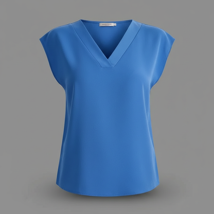Women's Summer Blouse | V-Neck Short Sleeve Top - 3