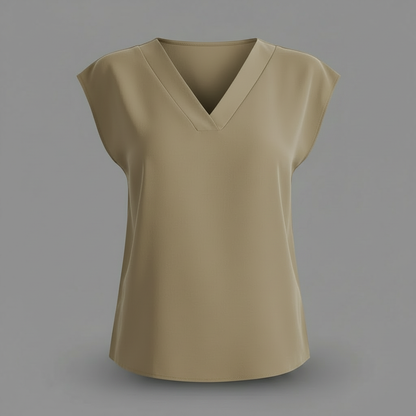 Women's Summer Blouse | V-Neck Short Sleeve Top - 4