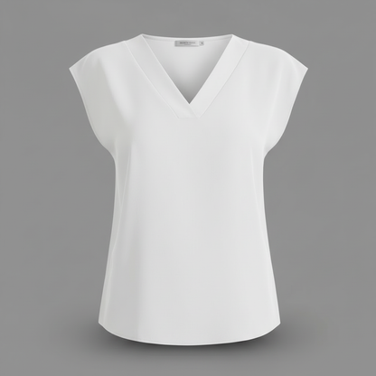 Women's Summer Blouse | V-Neck Short Sleeve Top - 6