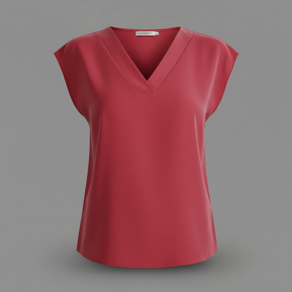 Women's Summer Blouse | V-Neck Short Sleeve Top - 7