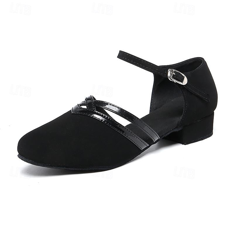 Women's Modern Black Dance Shoes | Low Heel Suede - 4