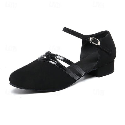 Women's Modern Black Dance Shoes | Low Heel Suede - 4