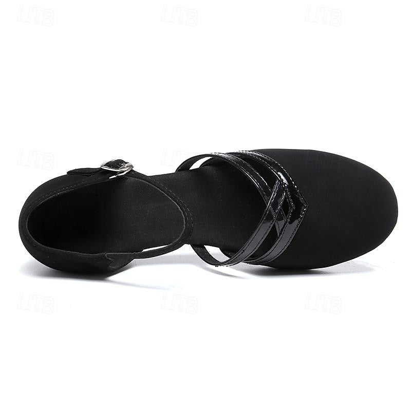 Women's Modern Black Dance Shoes | Low Heel Suede - 6