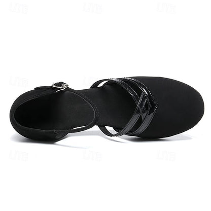 Women's Modern Black Dance Shoes | Low Heel Suede - 6